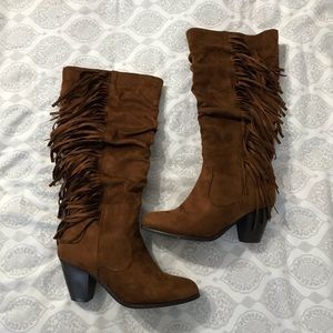 Brown Fringe Boots in box Boho Style